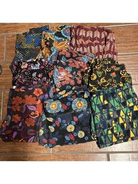 LuLaRoe TC Leggings Lot Of 9 Tall & Curvy Bundle Mixed Prints Soft Dark & Moody